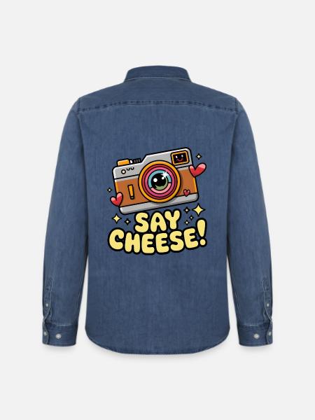 Say Cheese! - Men’s Organic Denim Shirt by Stanley/Stella - mid washy 
