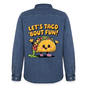 Let's Taco 'Bout Fun! - Männer Jeanshemd Organic von Stanley/Stella - verwaschenes Mittelblau  - Hinten - AI Model Male 185 light (185cm)