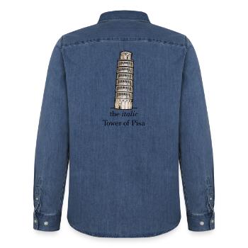 the italic Tower - Männer Jeanshemd Organic von Stanley/Stella - verwaschenes Mittelblau  - Hinten - AI Model Male 185 light (185cm)