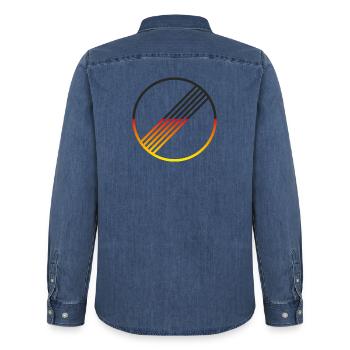 UNLIMITED GERMANY par Unlimited Apparel - Chemise en denim homme bio Stanley/Stella - bleu moyen délavé  - Dos - AI Model Male 185 light (185cm)