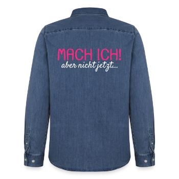 Mach ich Aber nicht jetzt Spruch Geschenk - Männer Jeanshemd Organic von Stanley/Stella - verwaschenes Mittelblau  - Hinten - AI Model Male 185 light (185cm)