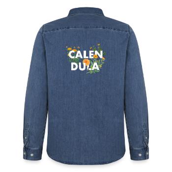 Blumenmotiv für Garten-& Naturliebhaber - Männer Jeanshemd Organic von Stanley/Stella - verwaschenes Mittelblau  - Hinten - AI Model Male 185 light (185cm)