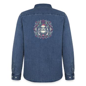 Logo de Noël - Chemise en denim homme bio Stanley/Stella - bleu moyen délavé  - Dos - AI Model Male 185 light (185cm)
