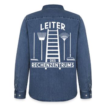 LEITER RECHENZENTRUM - Männer Jeanshemd Organic von Stanley/Stella - verwaschenes Mittelblau  - Hinten - AI Model Male 185 light (185cm)