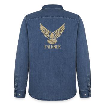 Falkner Falke Adler Greifvogel Falknerei Geschenk - Männer Jeanshemd Organic von Stanley/Stella - verwaschenes Mittelblau  - Hinten - AI Model Male 185 light (185cm)