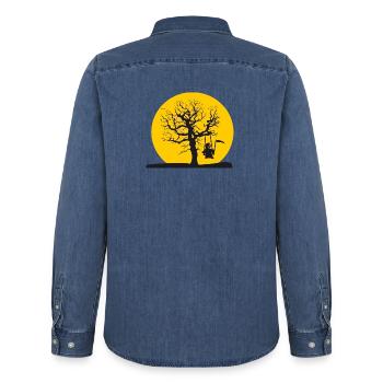 der Tod schaukelt am Lieblingsplatzerl Geschenk - Männer Jeanshemd Organic von Stanley/Stella - verwaschenes Mittelblau  - Hinten - AI Model Male 185 light (185cm)
