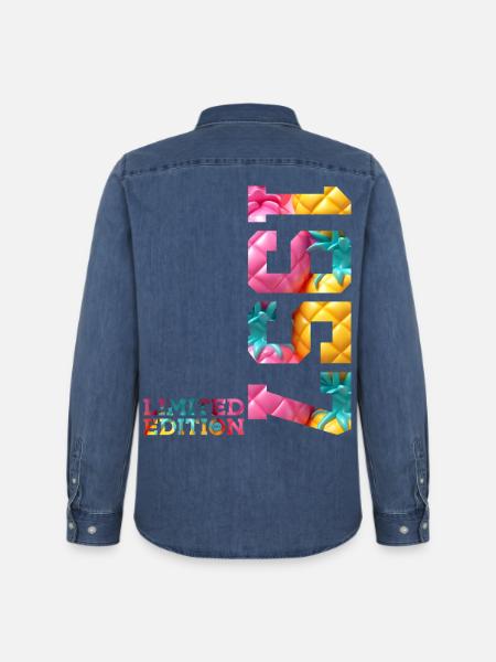 69E ANNIVERSAIRE ÉDITION LIMITÉE 1957 - Chemise en denim homme bio Stanley/Stella - bleu moyen délavé 