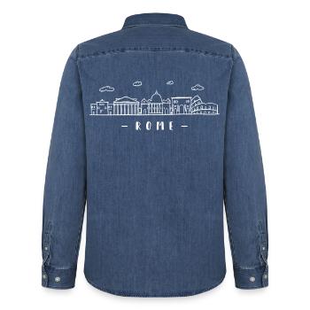 Rom Italien Hauptstadt Skyline Kolosseum Pantheon - Männer Jeanshemd Organic von Stanley/Stella - verwaschenes Mittelblau  - Hinten - AI Model Male 185 light (185cm)