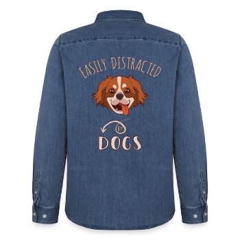 Easily Distracted By Dogs - Männer Jeanshemd Organic von Stanley/Stella - verwaschenes Mittelblau  - Hinten - AI Model Male 185 light (185cm)