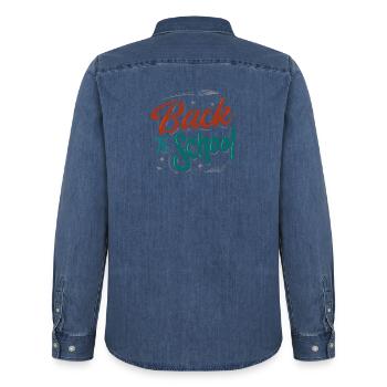 Back to school - Men’s Organic Denim Shirt by Stanley/Stella - mid washy  - Back - AI Model Male 185 light (185cm)
