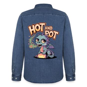 Chaud et pourri - Chemise en denim homme bio Stanley/Stella - bleu moyen délavé  - Dos - AI Model Male 185 light (185cm)
