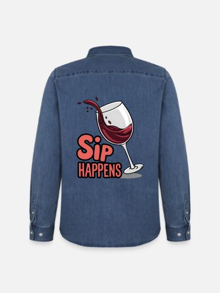 Sip Happens - Chemise en denim homme bio Stanley/Stella - bleu moyen délavé 