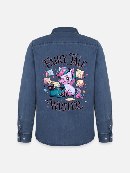 Fairy Tale Writer - Men’s Organic Denim Shirt by Stanley/Stella - mid washy
