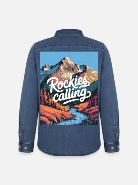 Rockies Calling - Men’s Organic Denim Shirt by Stanley/Stella - mid washy 