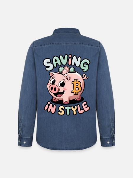 Saving In Style - Men’s Organic Denim Shirt by Stanley/Stella - mid washy