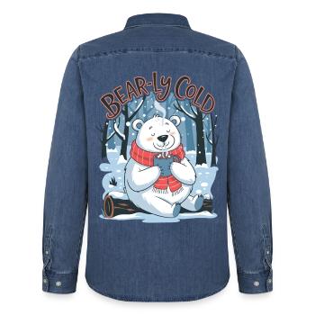Froid d’ours - Chemise en denim homme bio Stanley/Stella - bleu moyen délavé  - Dos - AI Model Male 185 light (185cm)