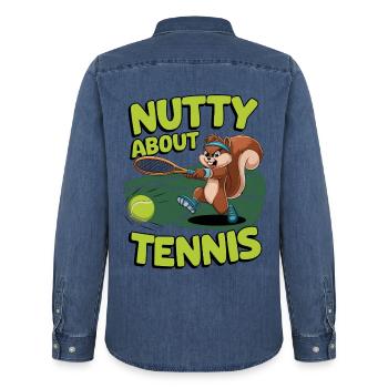 Nutty About Tennis - Chemise en denim homme bio Stanley/Stella - bleu moyen délavé  - Dos - AI Model Male 185 light (185cm)