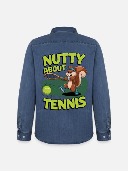 Nutty About Tennis - Men’s Organic Denim Shirt by Stanley/Stella - mid washy