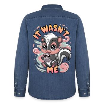 C’était pas moi - Chemise en denim homme bio Stanley/Stella - bleu moyen délavé  - Dos - AI Model Male 185 light (185cm)