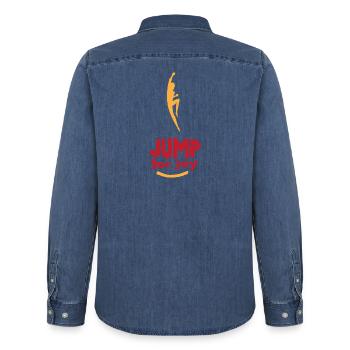 Jump For Joy von JoEp Skate - Männer Jeanshemd Organic von Stanley/Stella - verwaschenes Mittelblau  - Hinten - AI Model Male 185 light (185cm)