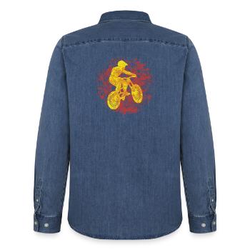VTT - Chemise en denim homme bio Stanley/Stella - bleu moyen délavé  - Dos - AI Model Male 185 light (185cm)