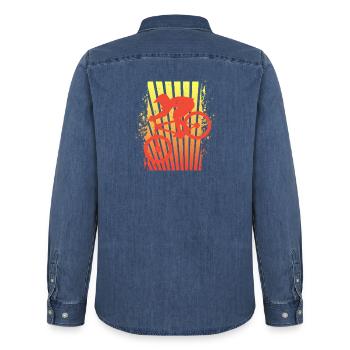 VTT - Chemise en denim homme bio Stanley/Stella - bleu moyen délavé  - Dos - AI Model Male 185 light (185cm)