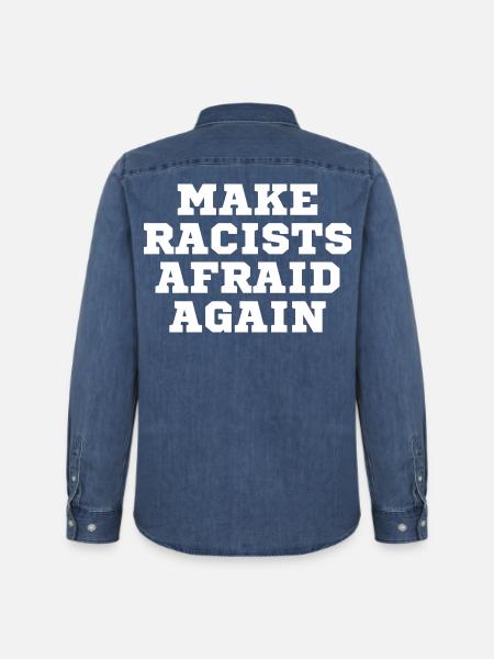 Racists scare again - Men’s Organic Denim Shirt by Stanley/Stella - mid washy