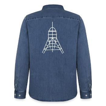 Portique d'escalade Rocket DDR - Chemise en denim homme bio Stanley/Stella - bleu moyen délavé  - Dos - AI Model Male 185 light (185cm)