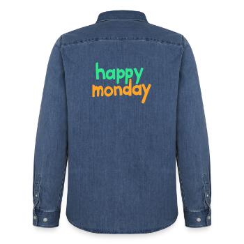 Joyeux lundi - Chemise en denim homme bio Stanley/Stella - bleu moyen délavé  - Dos - AI Model Male 185 light (185cm)