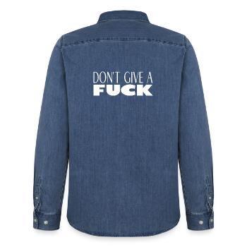 Pas d’avis ? Aucun problème. . - Chemise en denim homme bio Stanley/Stella - bleu moyen délavé  - Dos - AI Model Male 185 light (185cm)