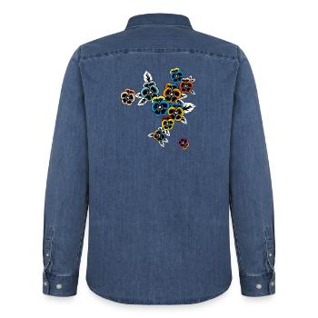Printemps de la pensée - Chemise en denim homme bio Stanley/Stella - bleu moyen délavé  - Dos - AI Model Male 185 light (185cm)