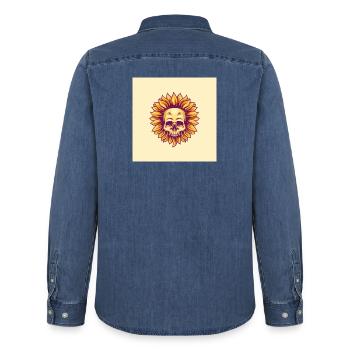 sun flower - Männer Jeanshemd Organic von Stanley/Stella - verwaschenes Mittelblau  - Hinten - AI Model Male 185 light (185cm)