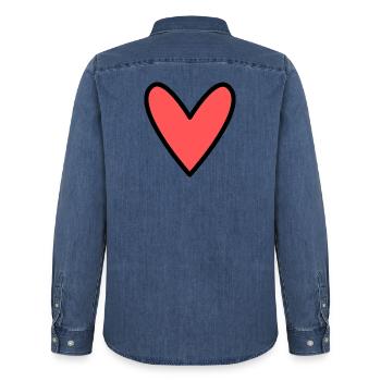 COEUR. MAMAN. FÊTE DES MÈRES. COEUR. FÊTE - Chemise en denim homme bio Stanley/Stella - bleu moyen délavé  - Dos - AI Model Male 185 light (185cm)