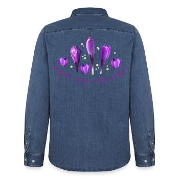 Krokusse Frühling - Männer Jeanshemd Organic von Stanley/Stella - verwaschenes Mittelblau  - Hinten - AI Model Male 185 light (185cm)