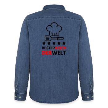 Der beste Koch der Welt - Geschenk - Männer Jeanshemd Organic von Stanley/Stella - verwaschenes Mittelblau  - Hinten - AI Model Male 185 light (185cm)