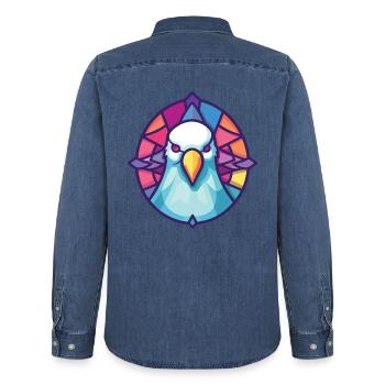 Taube Buntes Aquarell Tier Haustier Illustration - Männer Jeanshemd Organic von Stanley/Stella - verwaschenes Mittelblau  - Hinten - AI Model Male 185 light (185cm)