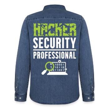 Hacker Security Professional - Männer Jeanshemd Organic von Stanley/Stella - verwaschenes Mittelblau  - Hinten - AI Model Male 185 light (185cm)