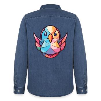 Taube buntes Aquarell Tier Haustier Illustration - Männer Jeanshemd Organic von Stanley/Stella - verwaschenes Mittelblau  - Hinten - AI Model Male 185 light (185cm)