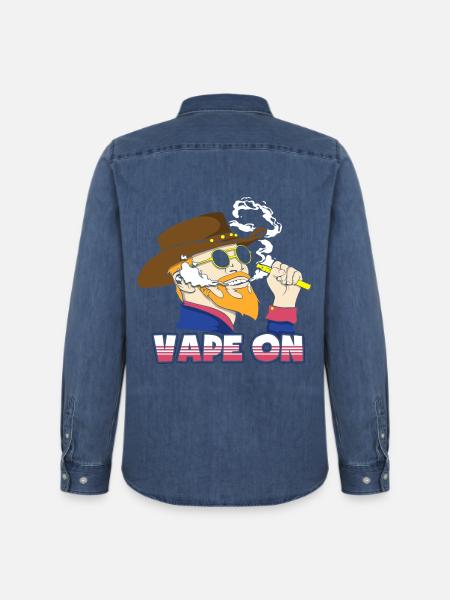 Vape On - Männer Jeanshemd Organic von Stanley/Stella - verwaschenes Mittelblau