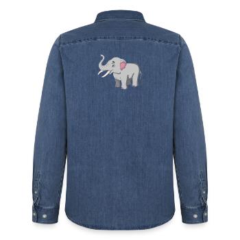 Elephant Afrika Safari Tiere Tier Kinder - Männer Jeanshemd Organic von Stanley/Stella - verwaschenes Mittelblau  - Hinten - AI Model Male 185 light (185cm)