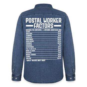 Postangestellte Faktoren Briefträger Briefträger J - Männer Jeanshemd Organic von Stanley/Stella - verwaschenes Mittelblau  - Hinten - AI Model Male 185 light (185cm)