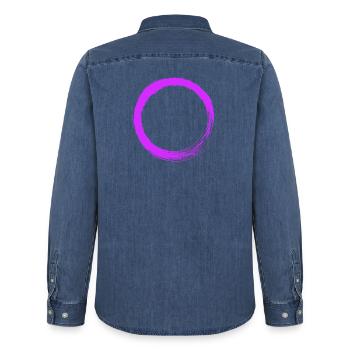 Kreis Lila Vektor - Männer Jeanshemd Organic von Stanley/Stella - verwaschenes Mittelblau  - Hinten - AI Model Male 185 light (185cm)