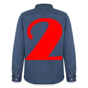 2. 2 JAHRE. 2. JUBILÄUM. GEBURTSTAG 2 JAHRE - Männer Jeanshemd Organic von Stanley/Stella - verwaschenes Mittelblau  - Hinten - AI Model Male 185 light (185cm)