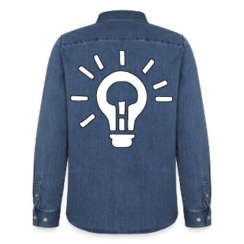Glühbirne Silhouette - Männer Jeanshemd Organic von Stanley/Stella - verwaschenes Mittelblau  - Hinten - AI Model Male 185 light (185cm)