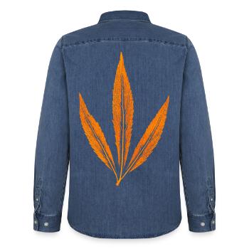 Blatt - Männer Jeanshemd Organic von Stanley/Stella - verwaschenes Mittelblau  - Hinten - AI Model Male 185 light (185cm)