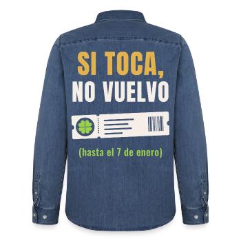 Wenn es Zeit ist, komme ich nicht zurück - Männer Jeanshemd Organic von Stanley/Stella - verwaschenes Mittelblau  - Hinten - AI Model Male 185 light (185cm)