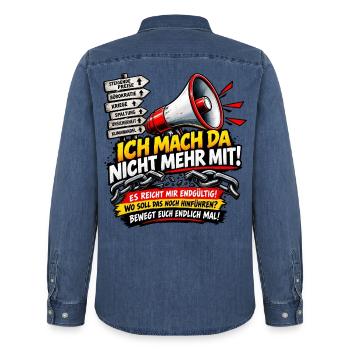 POLITIK ICH MACH DA NICHT MEHR MIT - Männer Jeanshemd Organic von Stanley/Stella - verwaschenes Mittelblau  - Hinten - AI Model Male 185 light (185cm)