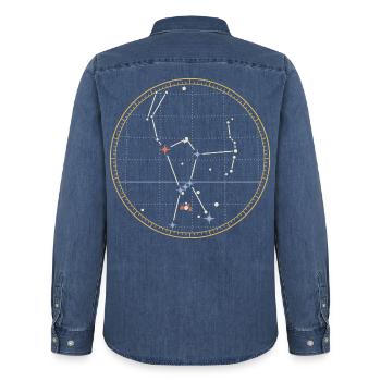 Sternkarte des großen Wintersternbilds - Männer Jeanshemd Organic von Stanley/Stella - verwaschenes Mittelblau  - Hinten - AI Model Male 185 light (185cm)