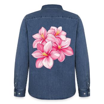 Hawaii Hibiskus Blume Maui Surfer Strand Tropisch - Männer Jeanshemd Organic von Stanley/Stella - verwaschenes Mittelblau  - Hinten - AI Model Male 185 light (185cm)