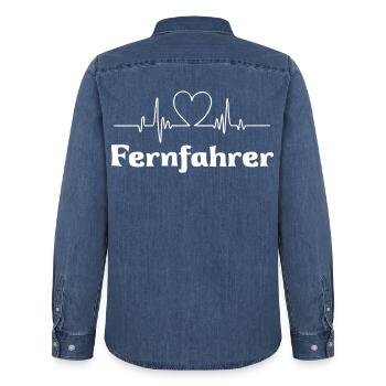 Fernfahrer - Männer Jeanshemd Organic von Stanley/Stella - verwaschenes Mittelblau  - Hinten - AI Model Male 185 light (185cm)